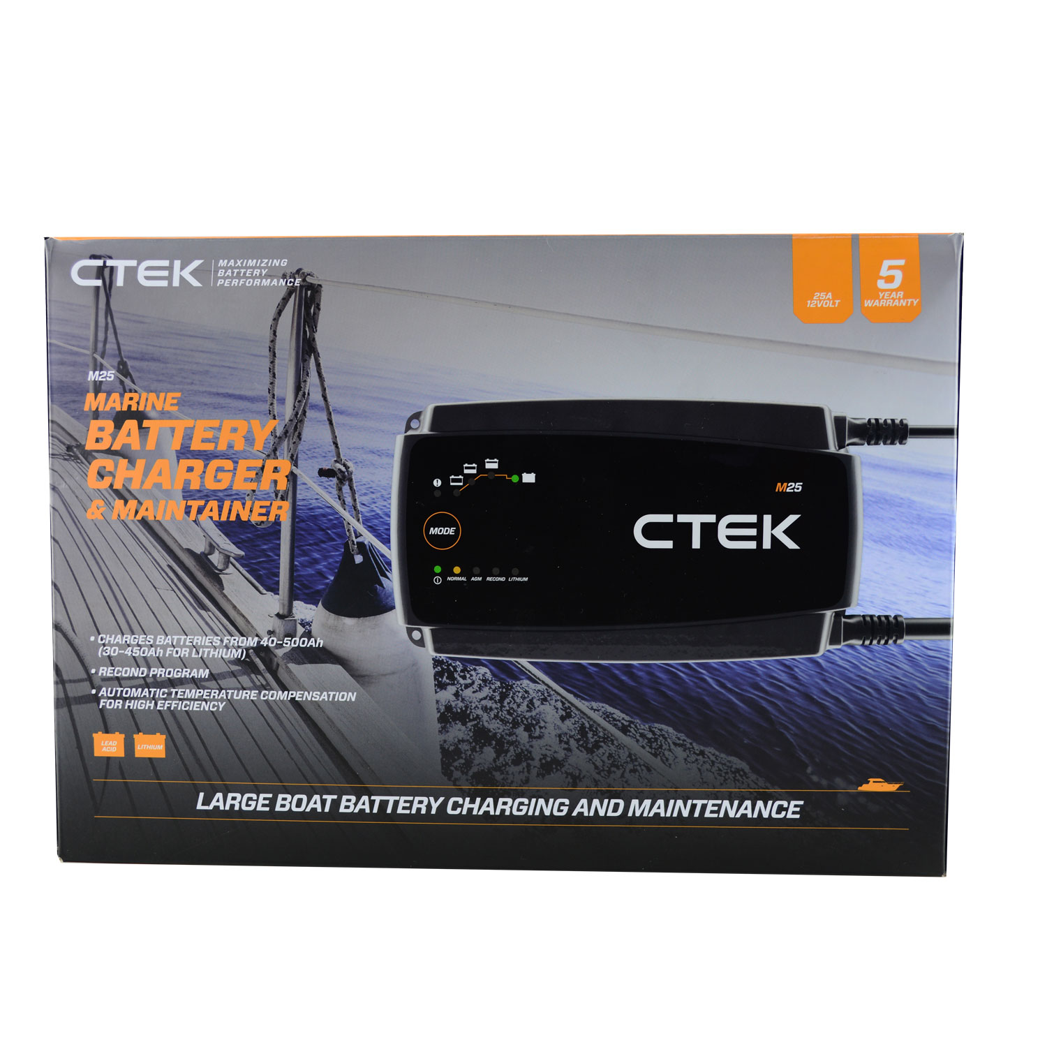 Ctek M25 Marine 12V 25A 40-500Ah Hochfrequenzladegerät (40-201)