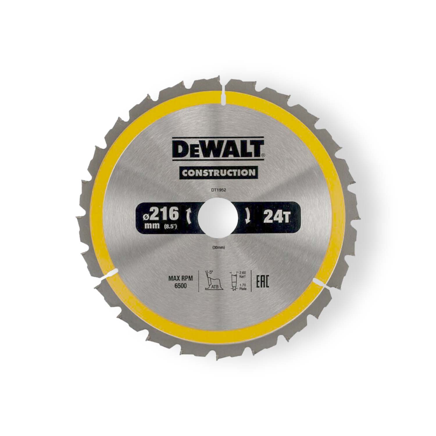Dewalt DT1952 Kreissägeblatt ø216mm 30mm 24T Dewalt DT1952 Kreissägeblatt ø216mm 30mm 24T
