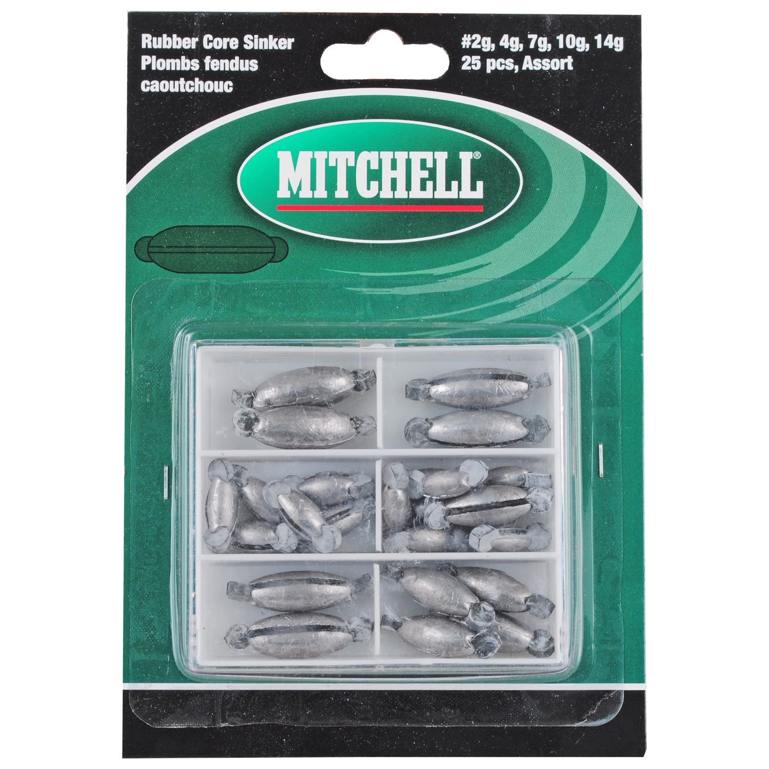 Mitchell  Gummi Blei  2-14Gr. 25 Stk. gemischt