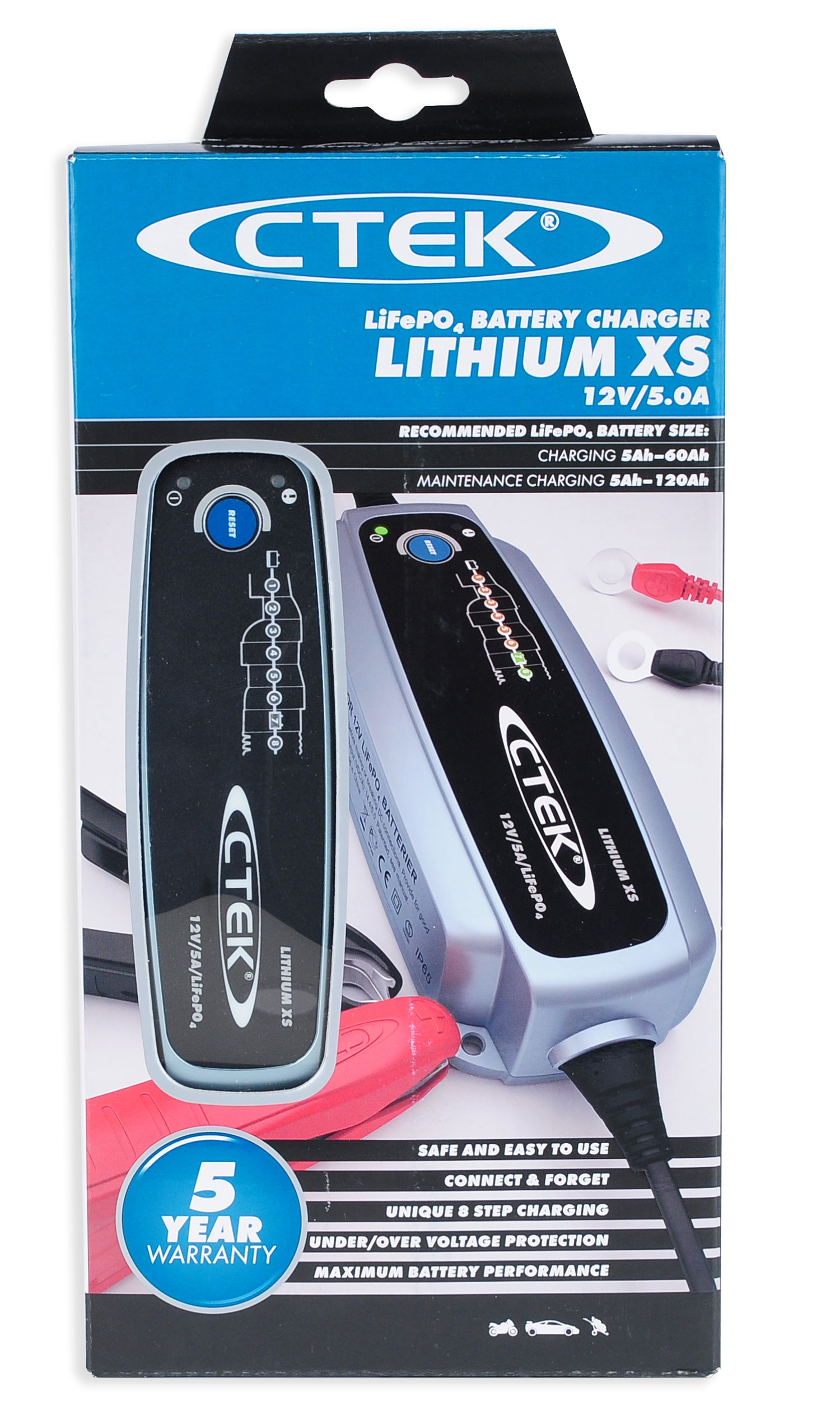 Ctek Lithium XS 12V 5A (56899) für LiFePo4 Batterien 8 Stufen